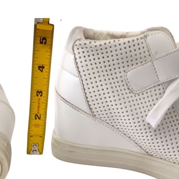 Guess Wedge High Top Sneaker 7.5 Womens Y2K White‎ Leather Streetwear Hip Hop - Picture 13 of 16